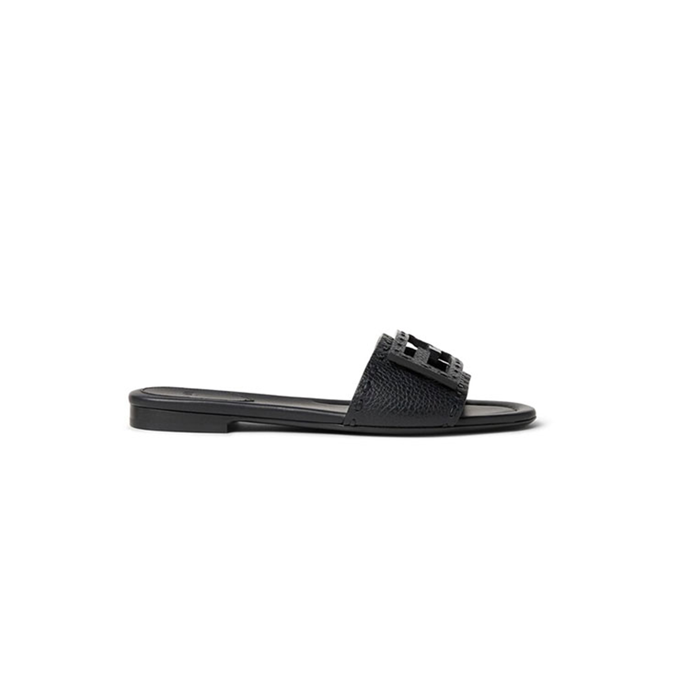 FENDI BAGUETTE BLACK LEATHER SLIDES 8R8136AQY2F0QA1  